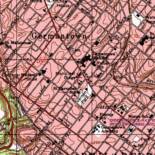 Topographic Map of Philadelphia Police Department - 14th District, PA