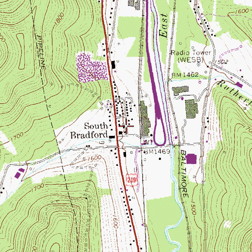 Topographic Map of Bradford Township Police Department, PA