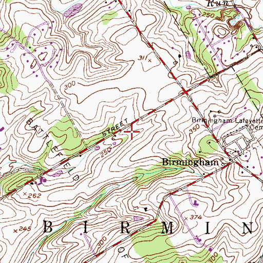 Topographic Map of Birmingham Township Police Department, PA