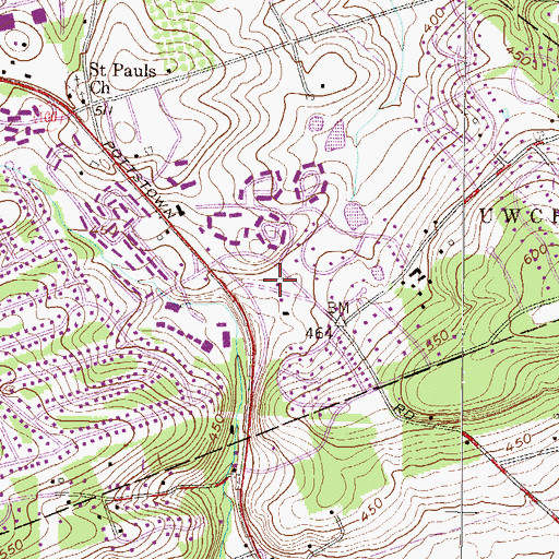 Topographic Map of Uwchlan Township Police Department, PA