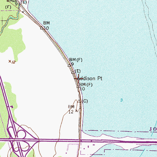 Topographic Map of Addison Point, FL