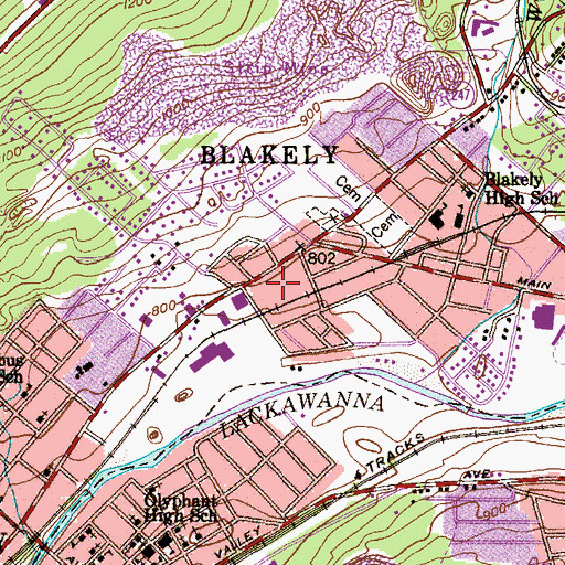 Topographic Map of Blakely Police Department, PA