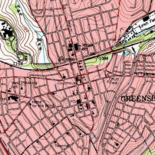 Topographic Map of Westmoreland County Sheriff's Office, PA