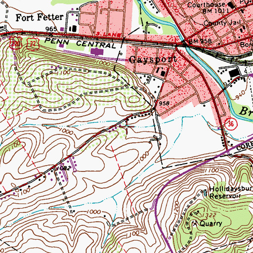 Topographic Map of Blair Township Police Department, PA