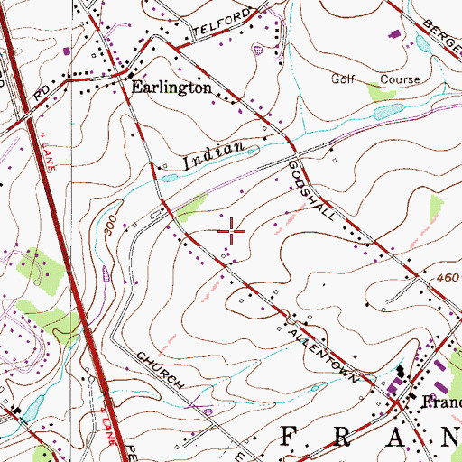 Topographic Map of Franconia Township Police Department, PA