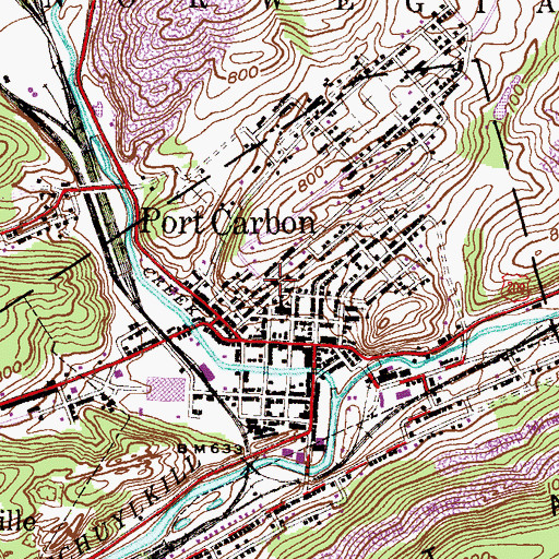 Topographic Map of Port Carbon Police Department, PA