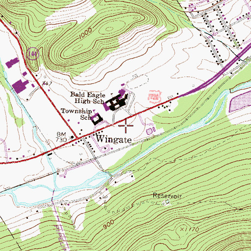 Topographic Map of Pennsylvania State Police Troop G Rockview Station, PA