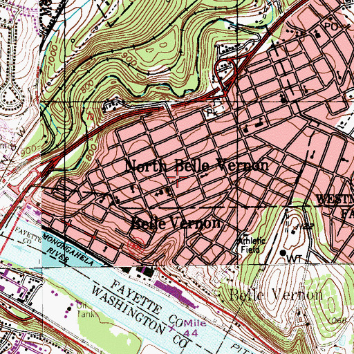 Topographic Map of North Belle Vernon Police Department, PA