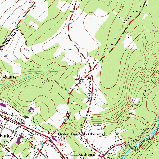 Topographic Map of Marlborough Township Police Department, PA