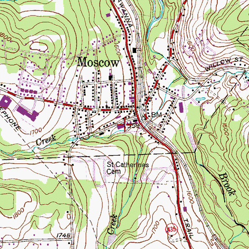 Topographic Map of Moscow Boro Police Department, PA
