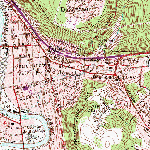 Topographic Map of Dale Borough Police Department, PA