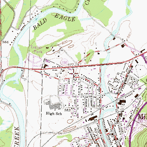 Topographic Map of Mill Hall Police Department, PA