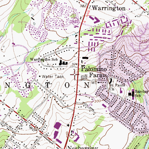 Topographic Map of Warrington Township Police Department, PA