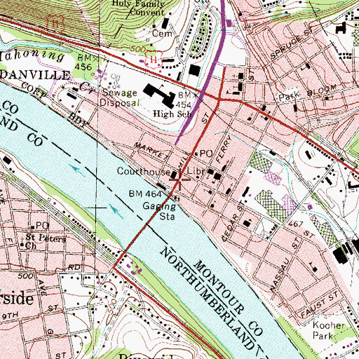 Topographic Map of Montour County Sheriff's Office, PA