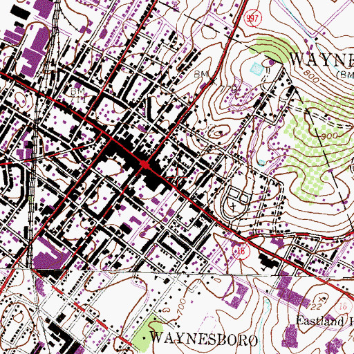 Topographic Map of Waynesboro Police Department, PA