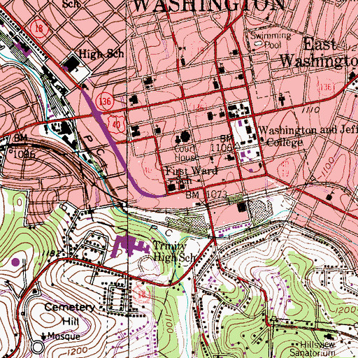 Topographic Map of Washington Police Department, PA