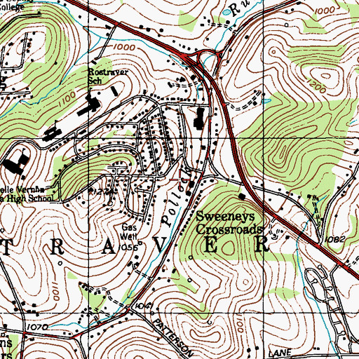 Topographic Map of Pennsylvania State Police Troop B Belle Vernon Station, PA