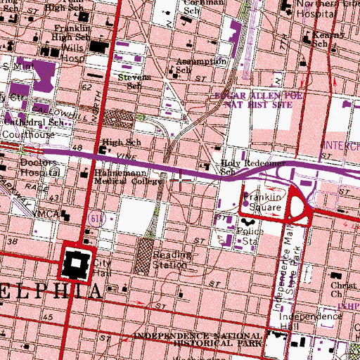 Topographic Map of Philadelphia Police Department - 6th District, PA