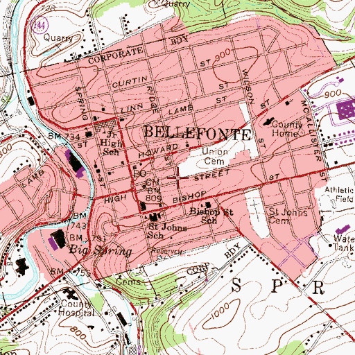 Topographic Map of Centre County Sheriff's Office, PA