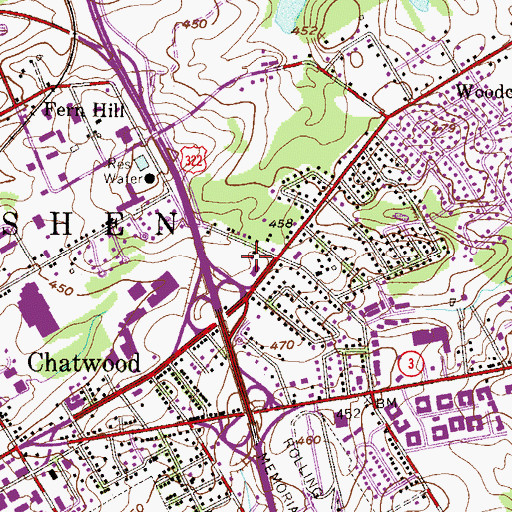 Topographic Map of West Goshen Township Police Department, PA