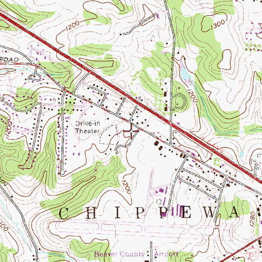 Topographic Map of Chippewa Township Police Department, PA