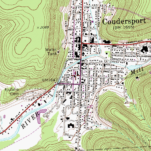 Topographic Map of Coudersport Borough Police Department, PA