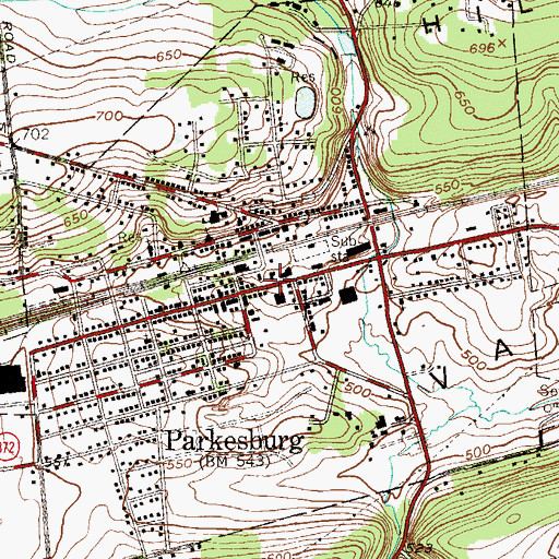 Topographic Map of Parkesburg Borough Police Department, PA