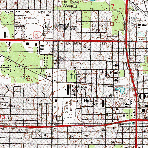 Topographic Map of Agnew Cemetery, FL