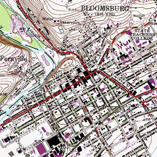 Topographic Map of Columbia County Sheriff's Office, PA