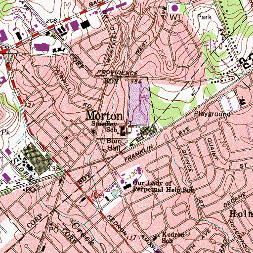 Topographic Map of Morton Borough Police Department, PA