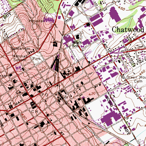 Topographic Map of West Chester Police Department, PA
