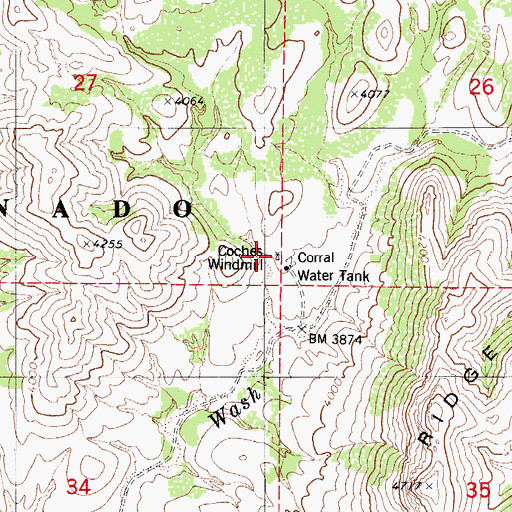Topographic Map of Coches Windmill, AZ