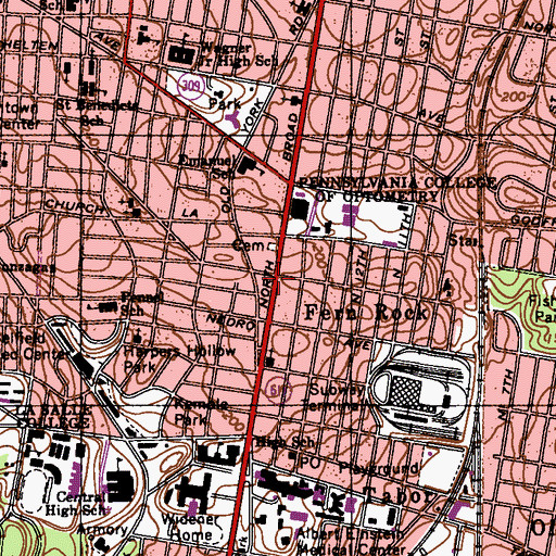 Topographic Map of Philadelphia Police Department - 35th District, PA