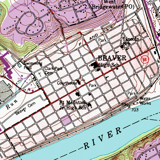Topographic Map of Beaver County Sheriff's Office, PA