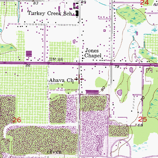 Topographic Map of Ahava Church, FL