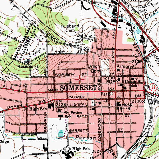 Topographic Map of Somerset Borough Police Department, PA