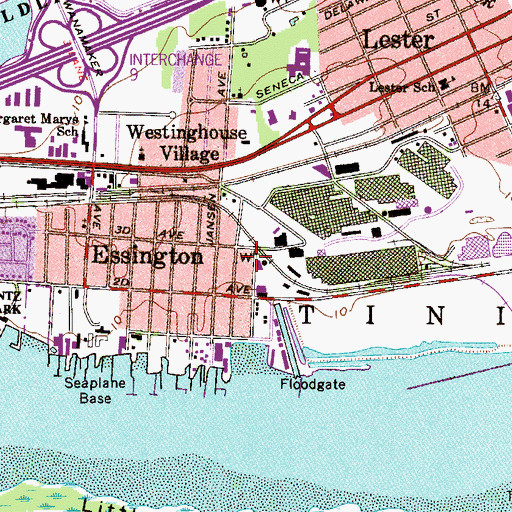 Topographic Map of Tinicum Township Police Department, PA
