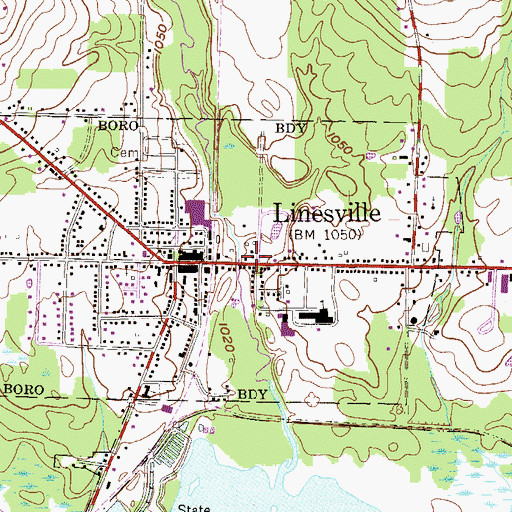 Topographic Map of Linesville Police Department, PA