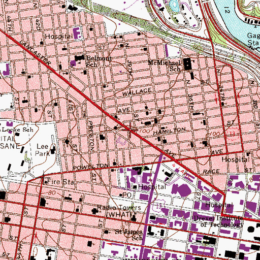 Topographic Map of Philadelphia Police Department - 16th District, PA
