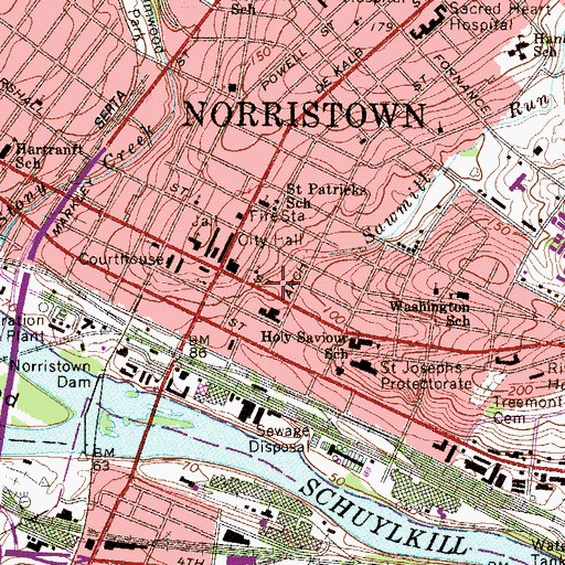 Topographic Map of Norristown Police Department, PA