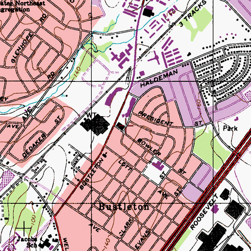 Topographic Map of Philadelphia Police Department - 7th District, PA