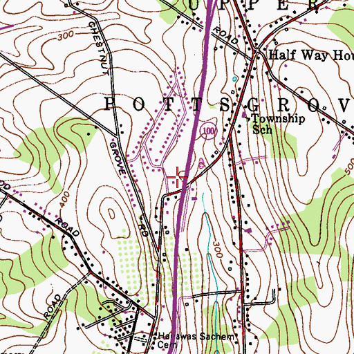 Topographic Map of Upper Pottsgrove Police Department, PA