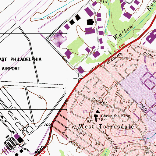 Topographic Map of Philadelphia Police Department - 8th District, PA