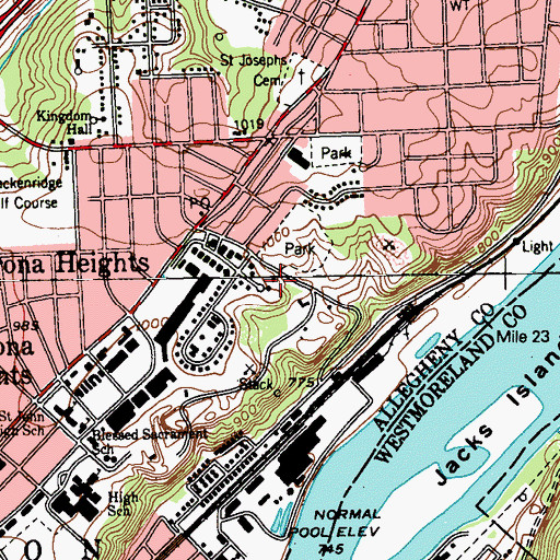 Topographic Map of Harrison Township Police Department, PA