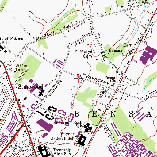 Topographic Map of Bensalem Township Police Department, PA