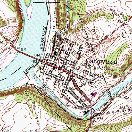 Topographic Map of Catawissa Borough Police Department, PA