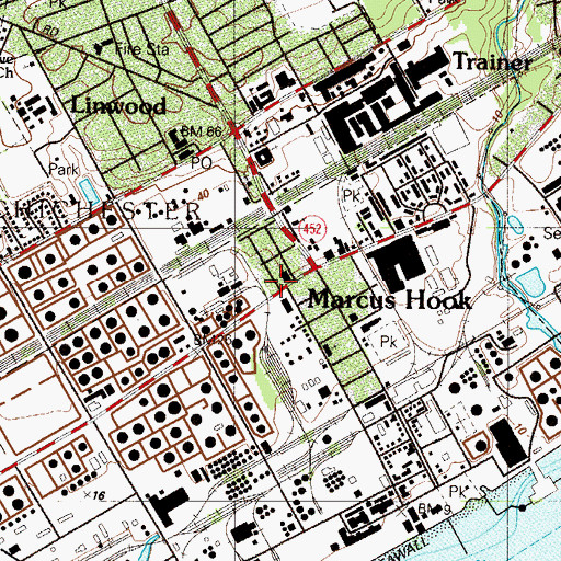 Topographic Map of Marcus Hook Police Department, PA