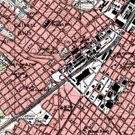 Topographic Map of Altoona Police Department, PA