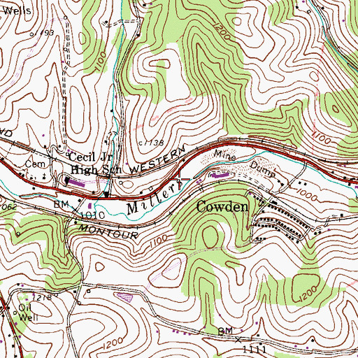 Topographic Map of Cecil Township Police Department, PA