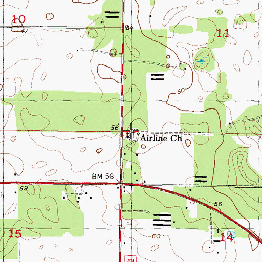 Topographic Map of Airline Church, FL
